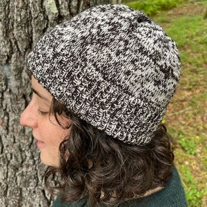 GAP Heathered Black & White Knit Beanie | 100% Cotton Lining